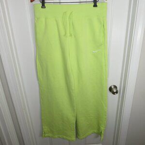 Nike Sweatpants Phoenix Fleece Lime Green High Rise Wide Leg Womens LG